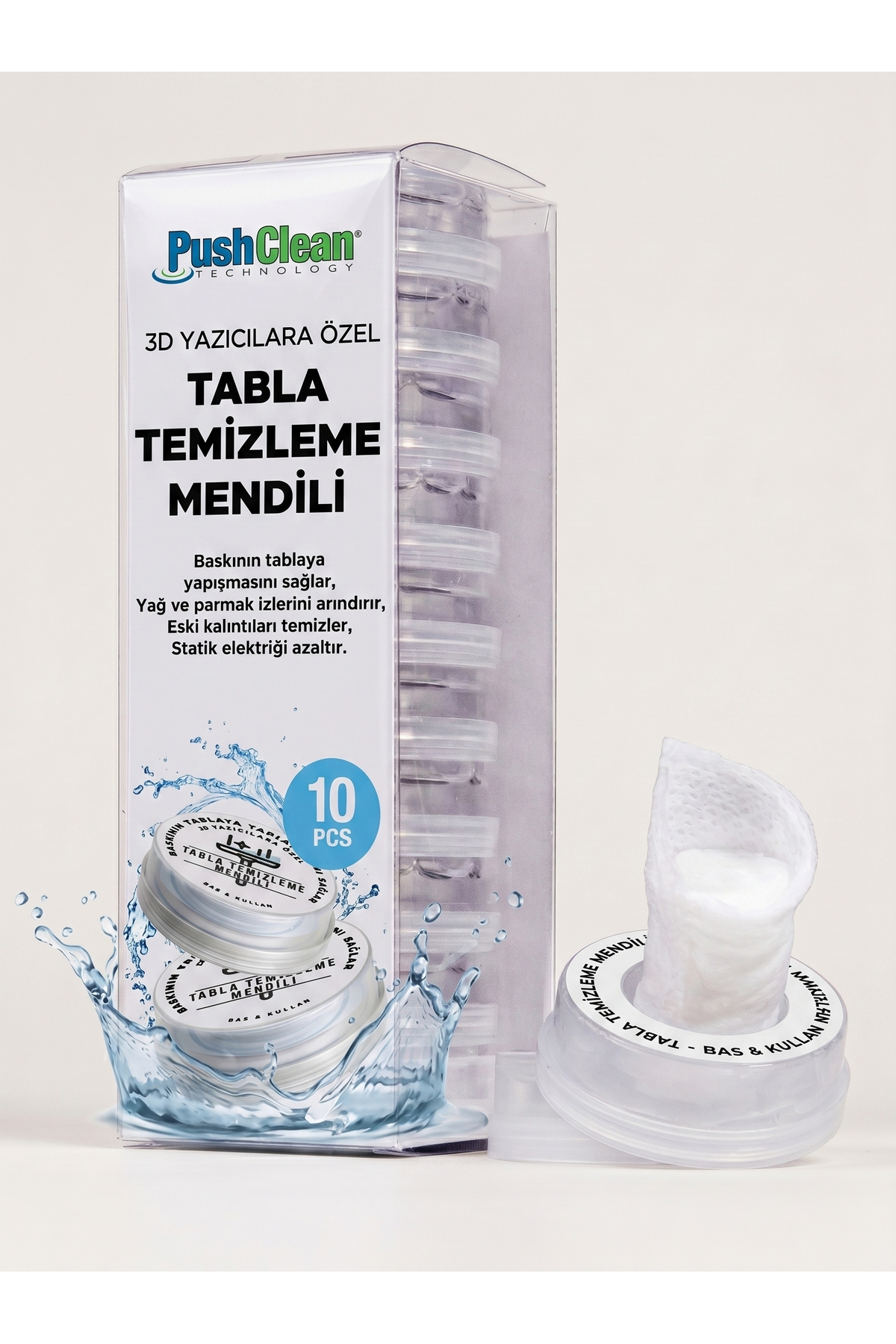 3D Yazıcı Tabla Temizleme Mendili - Baskı Yapıştırıcı & Yağ Arındırıcı 10 Adet