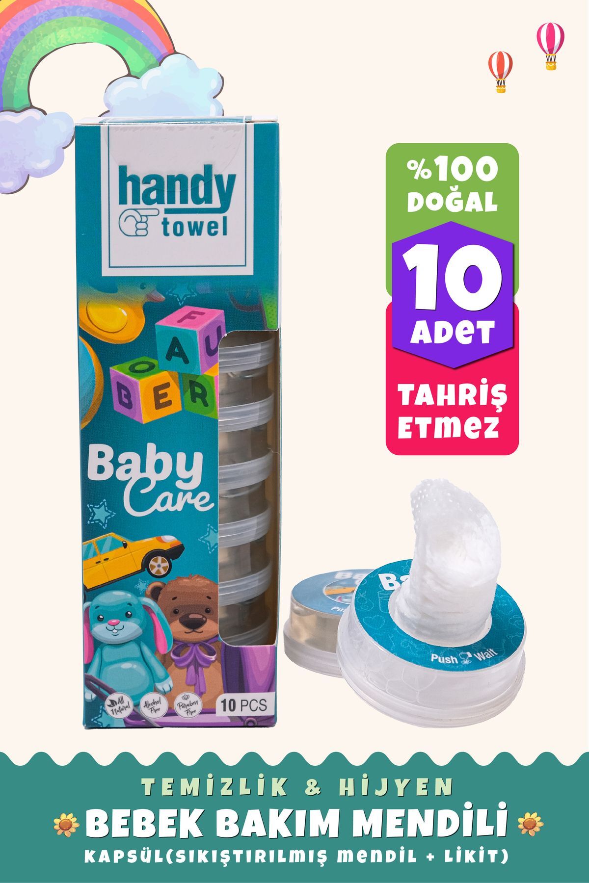 Classic Bebek Bakım & Temizlik & Hijyen Mendili 10 X 4,5 ml Seyahat Boy Sihirli Mendil