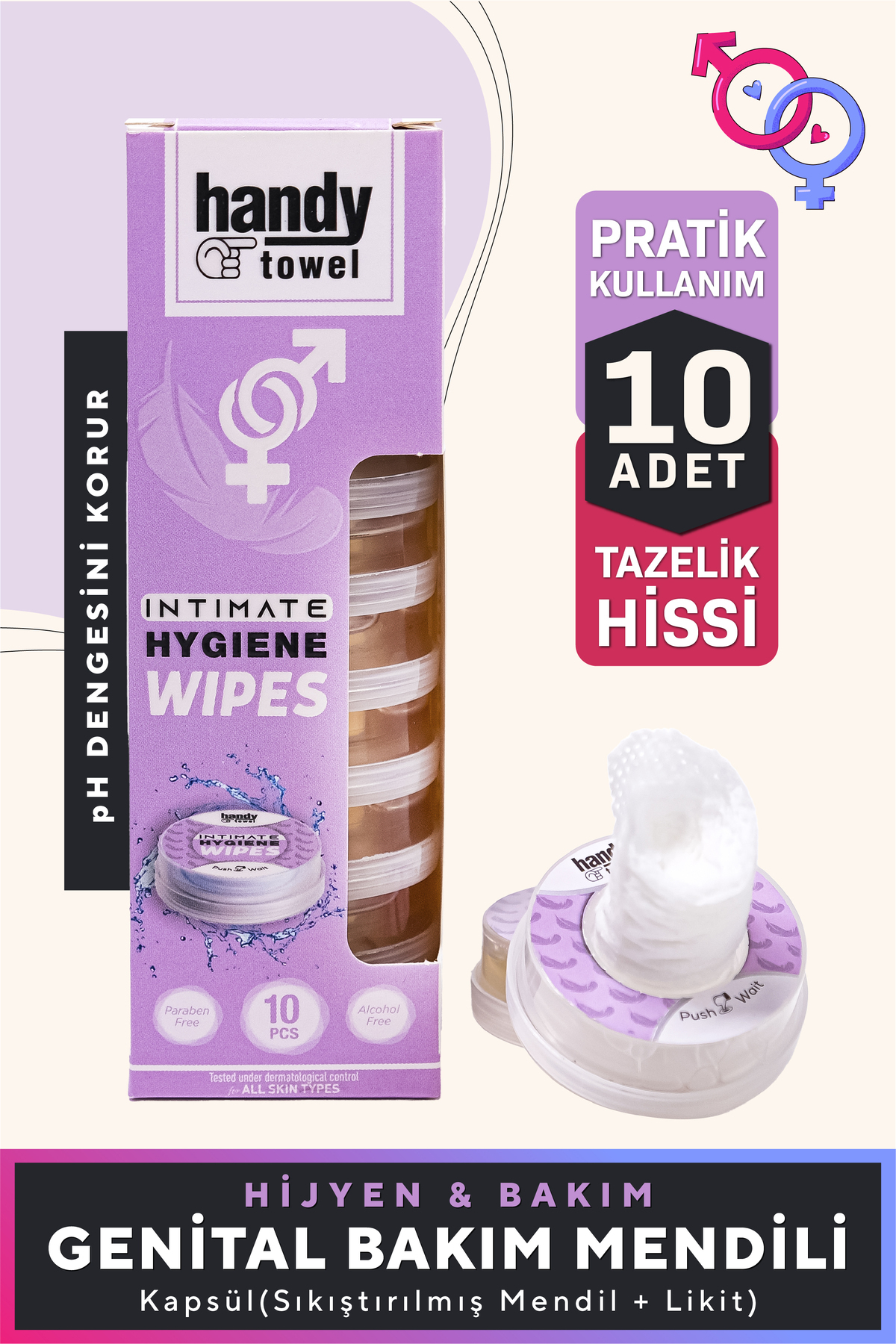 Classic Genital Bölge Intim Hijyen Kapsülü 10 x 4,5 ml ( Likit, %100 Selüloz Mendil)
