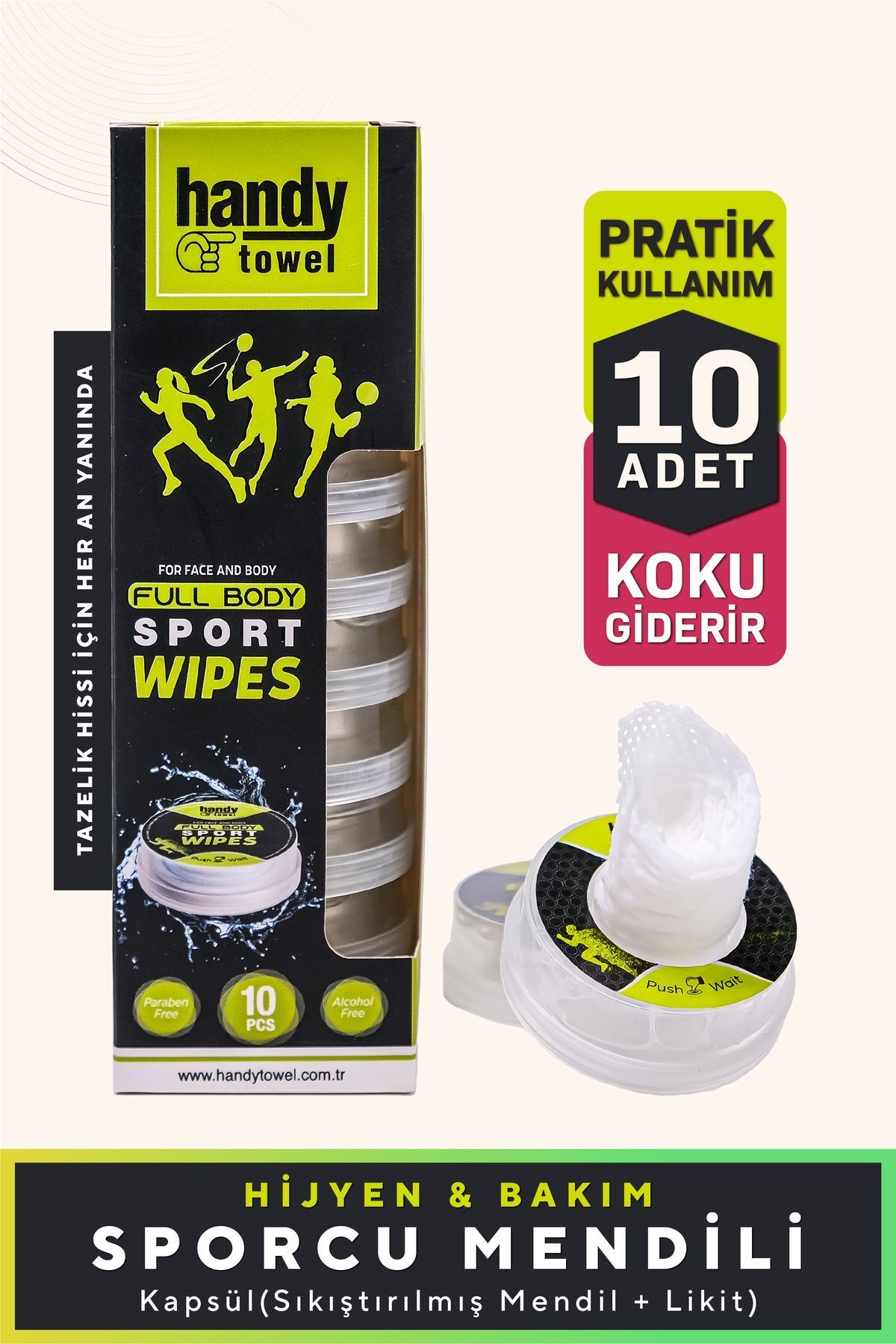 Classic Vücut Ekipman Hijyen Kapsülü 10 X 4,5 ml Likit %100 Selüloz Mendil