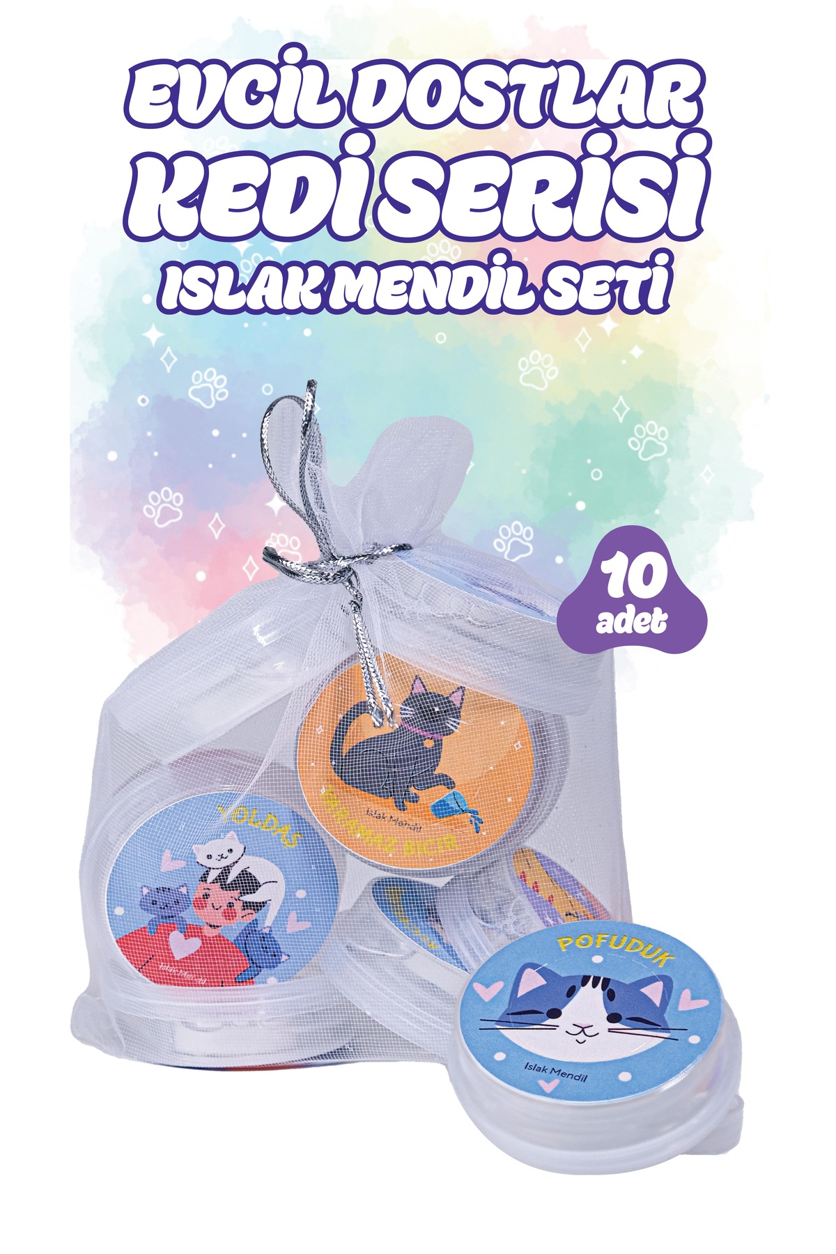 Evcil Dostlar Kedi Serisi Doğal Temizleme Mendili %100 Doğal