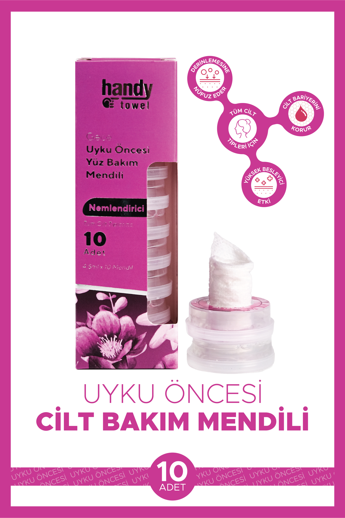 Gece Uyku Öncesi Cilt Bakım Mendili 10 Adet