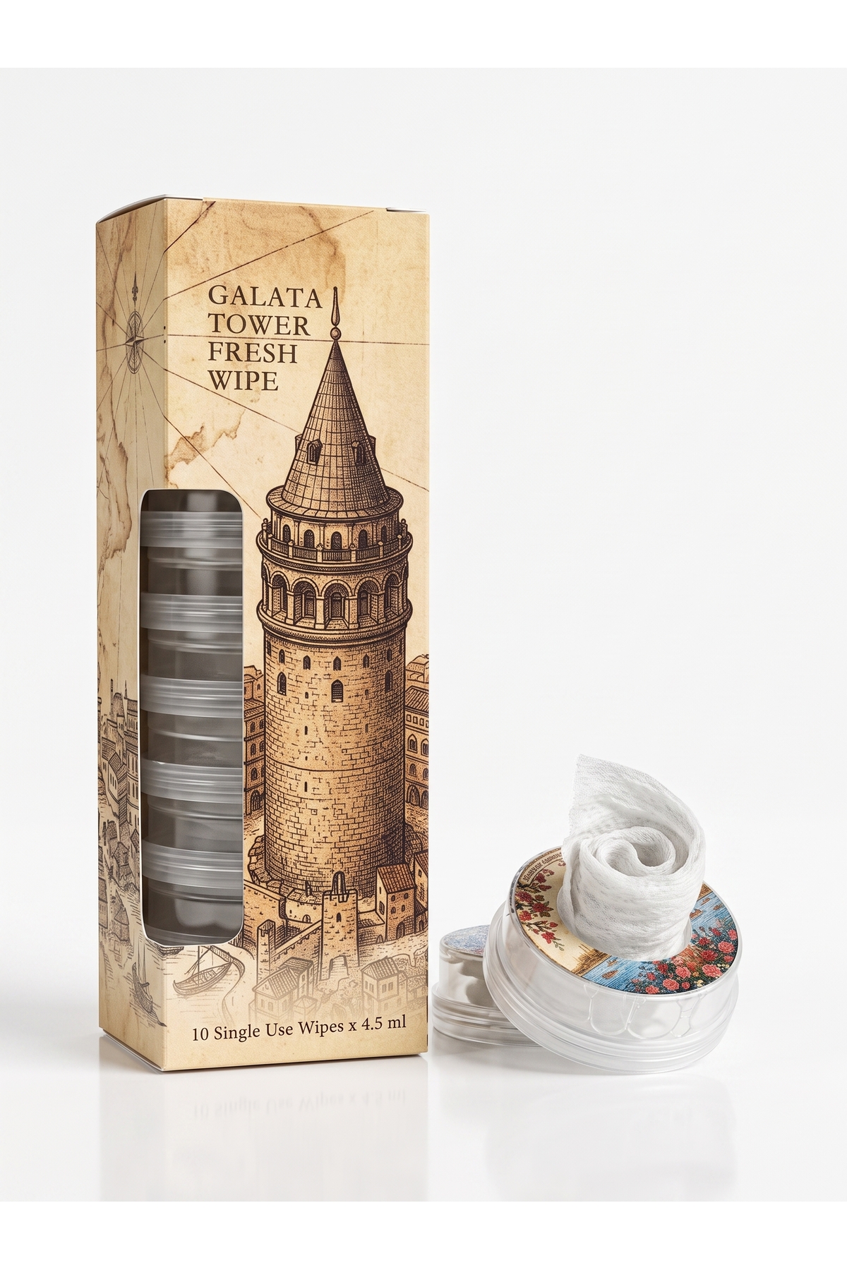 Hediyelik Galata Kulesi Temalı Islak Mendil - 10'lu Yüzey ve El Temizliği