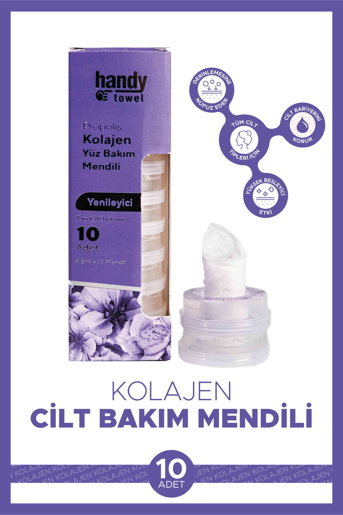 Kolajen Cilt Bakım Mendili 10 Adet