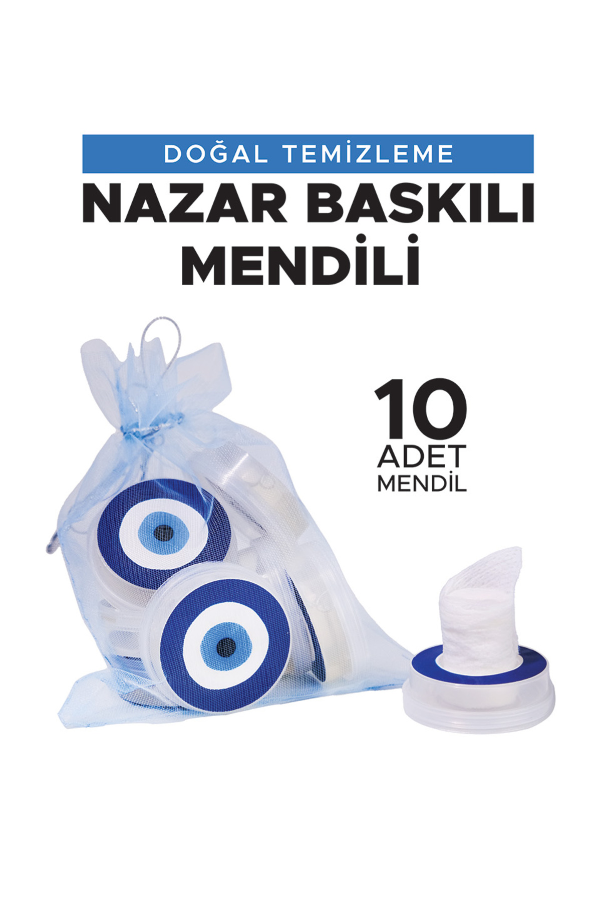 Nazar Boncuk Baskılı Doğal Temizleme Mendili 10 Adet