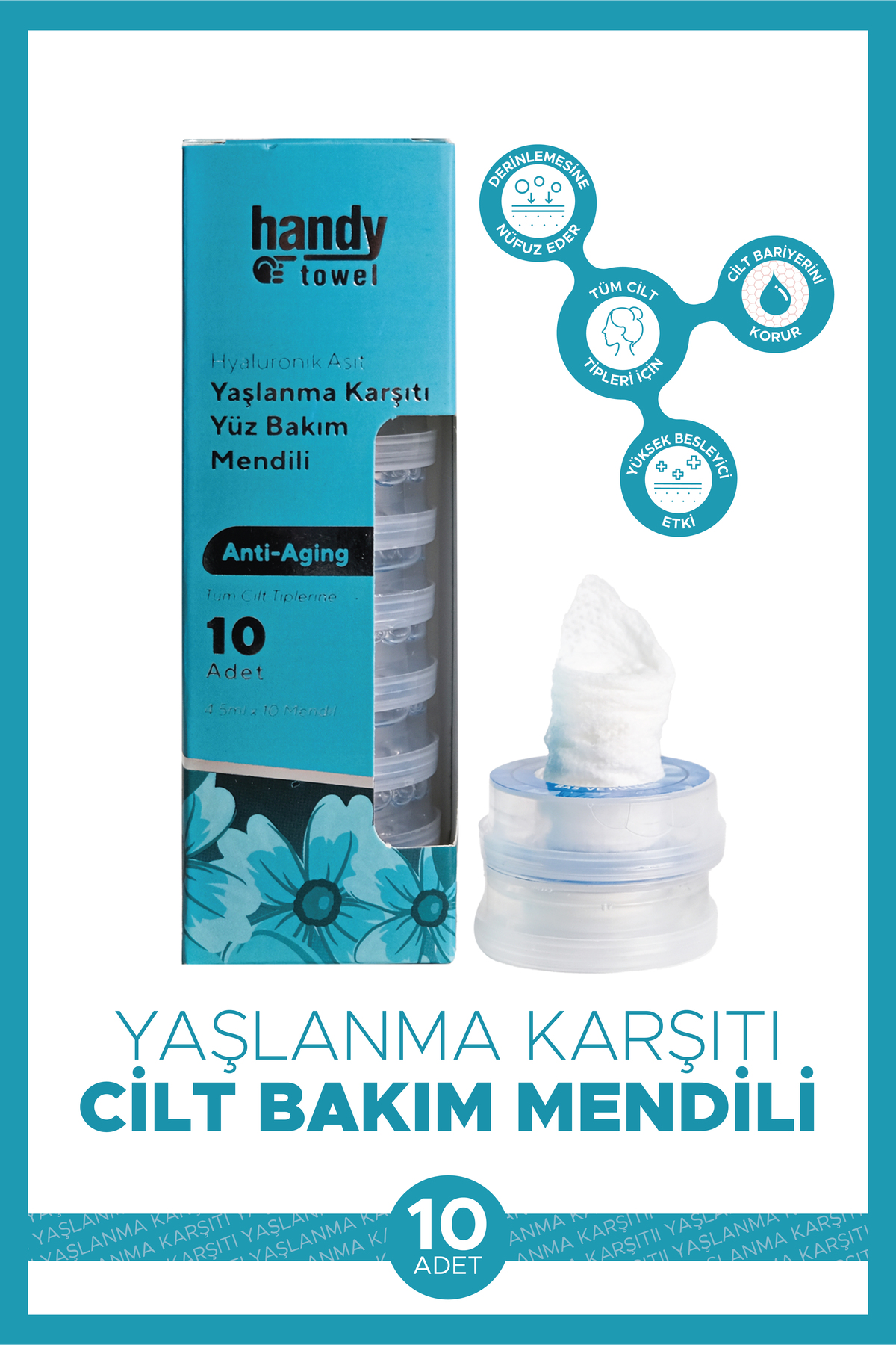 Yaşlanma Karşıtı Cilt Bakım Mendili 10 Adet