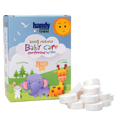 HandyTowel Compressed Tablet Wipes for Baby 100 Pieces