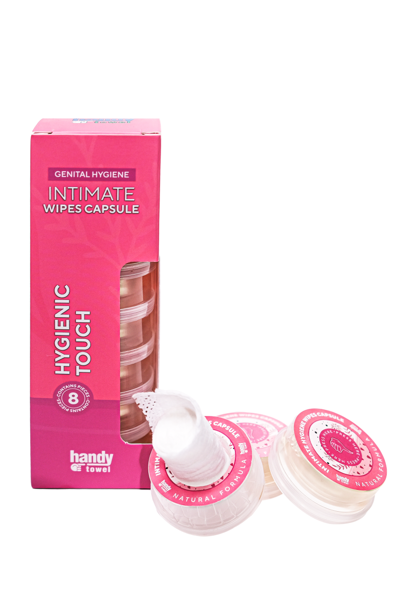 Handy Towel Intimate Genital Hygiene Capsules - 8 x 7.5 ml - Liquid & Cellulose Wipes
